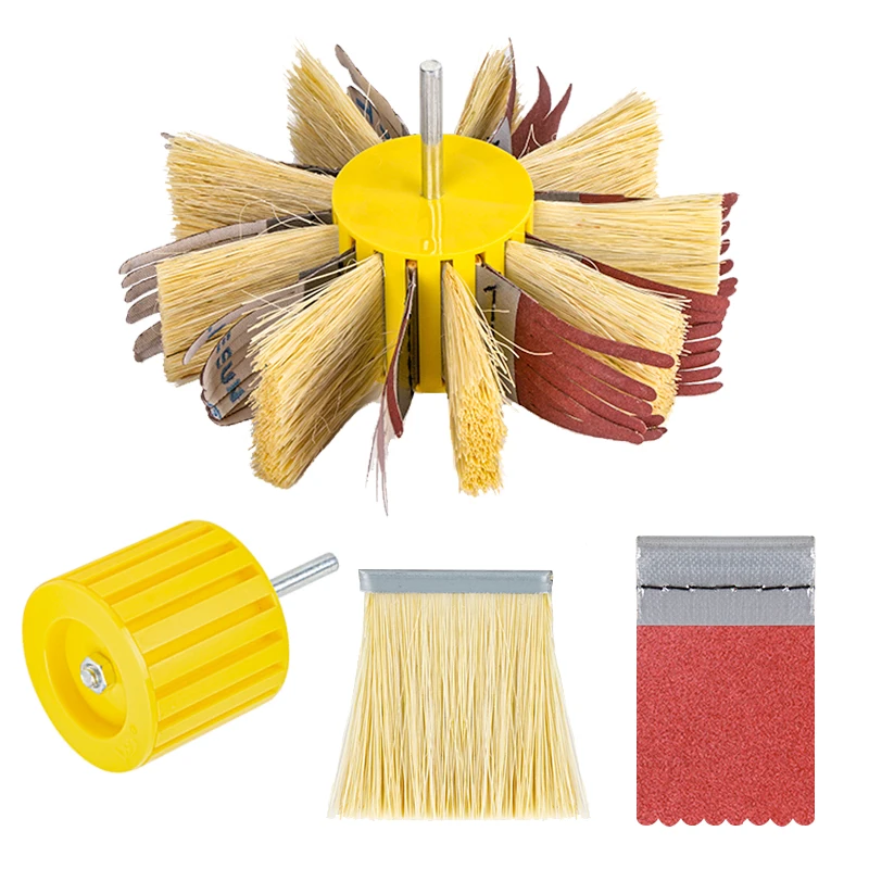 

Polishing flower head sisal sand cloth wheel Emery cloth Polishing Brush Wheel for Woodworking Furniture groove lines