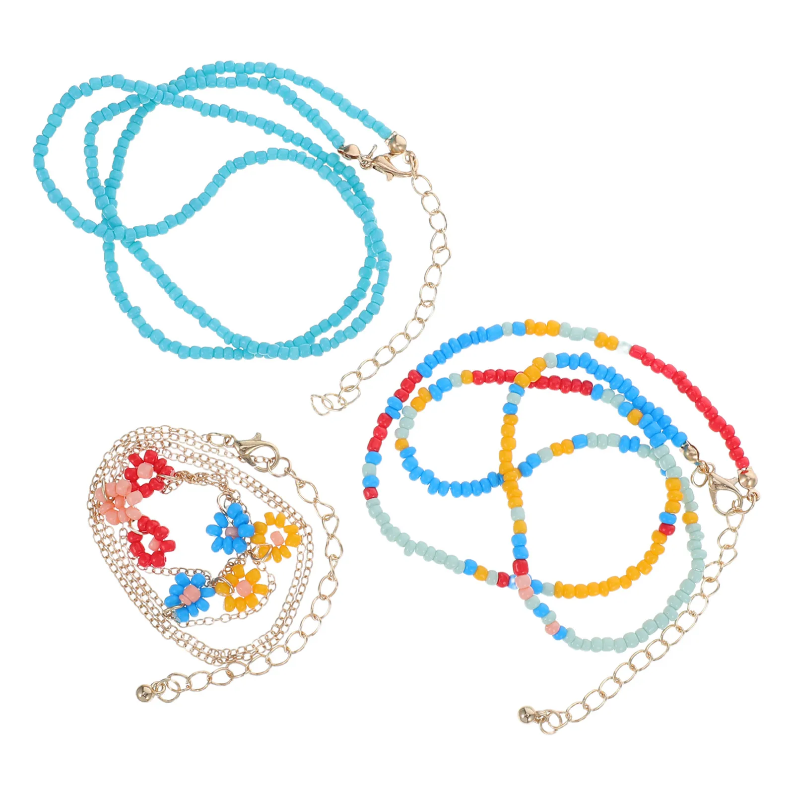 

Bohemian Necklace Chunky Bead Choker Women Ethnic Jewelry Clavicle Chain Pendant Beach Accessories Faux Pearls Rice Layering