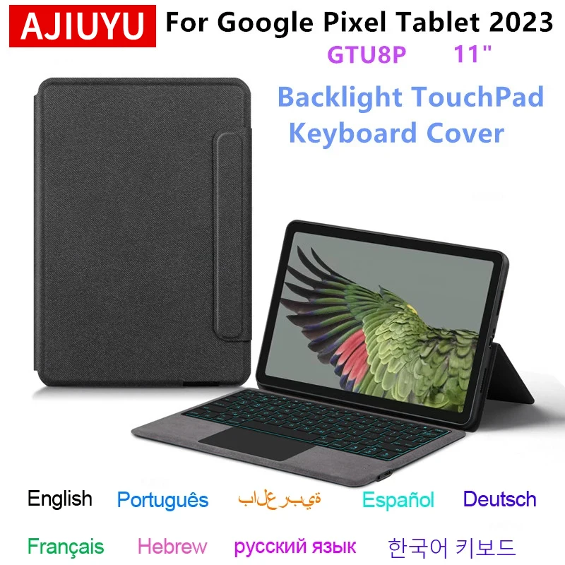 

Чехол для клавиатуры с подсветкой, испанский, португальский, немецкий, ивритский, для Google Pixel Tablet 11 дюймов 2023 GTU8P, защитный чехол