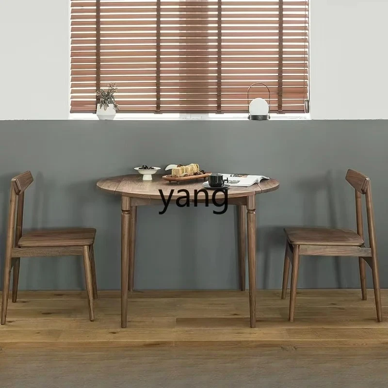 LHH  solid wood small apartment square table household foldable round table retractable table