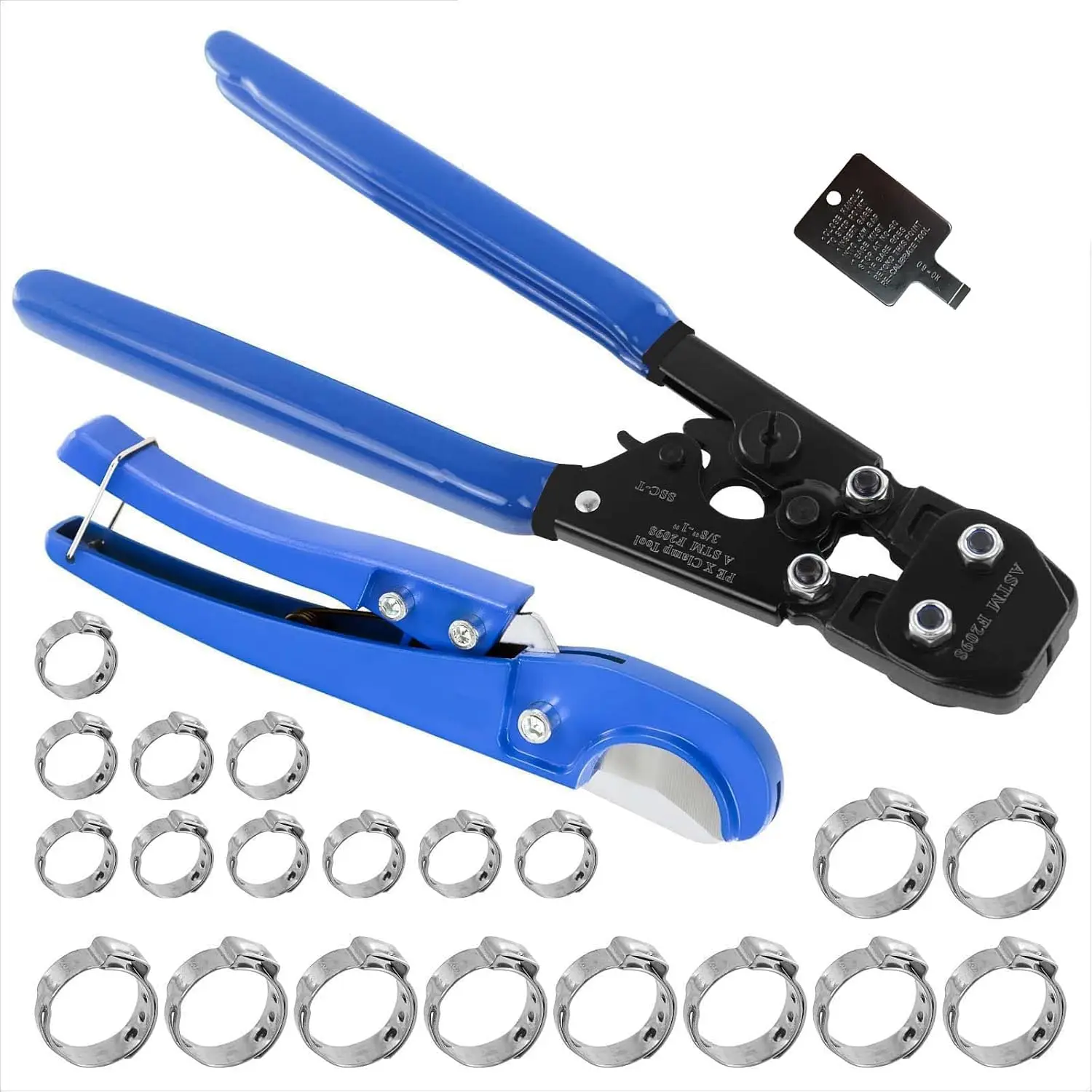 

PEX Pipe Clamp Cinch Tool Crimping Tool Crimper for Stainless Steel Clamps from 3/8-inch to 1-inch with Pipe Cutter, Universal