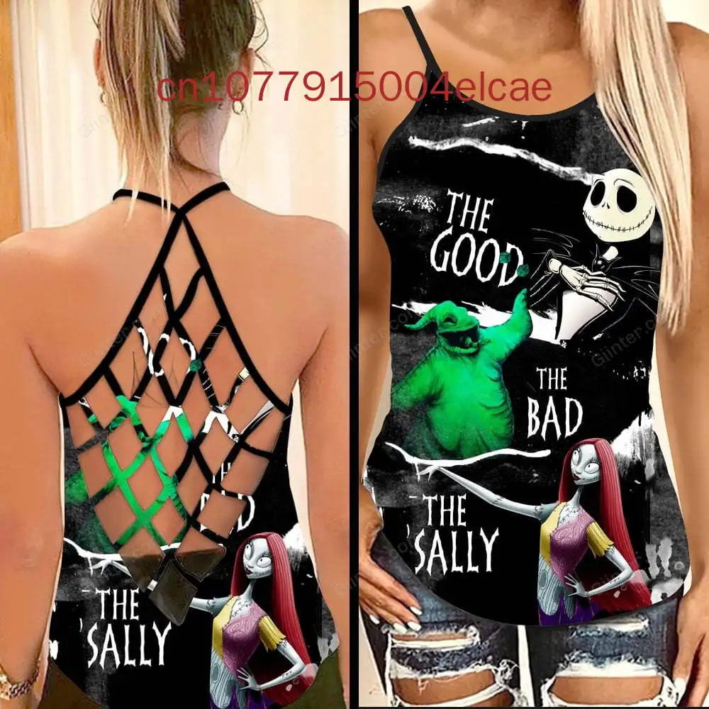 New Oogie Boogie Women's Cross Tank Top3D Printed Yoga Fitness Tank Top Disney Women's Tank Top