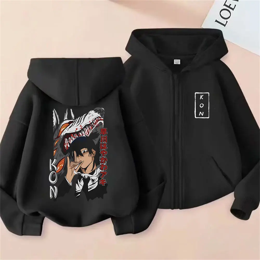 

Anime Chainsaw Man Hayakawa Aki Fox Devil Kon Graphic Zipper Hoodie Men Women Manga Casual Zip Up Hoodies Male Vintage Jacket