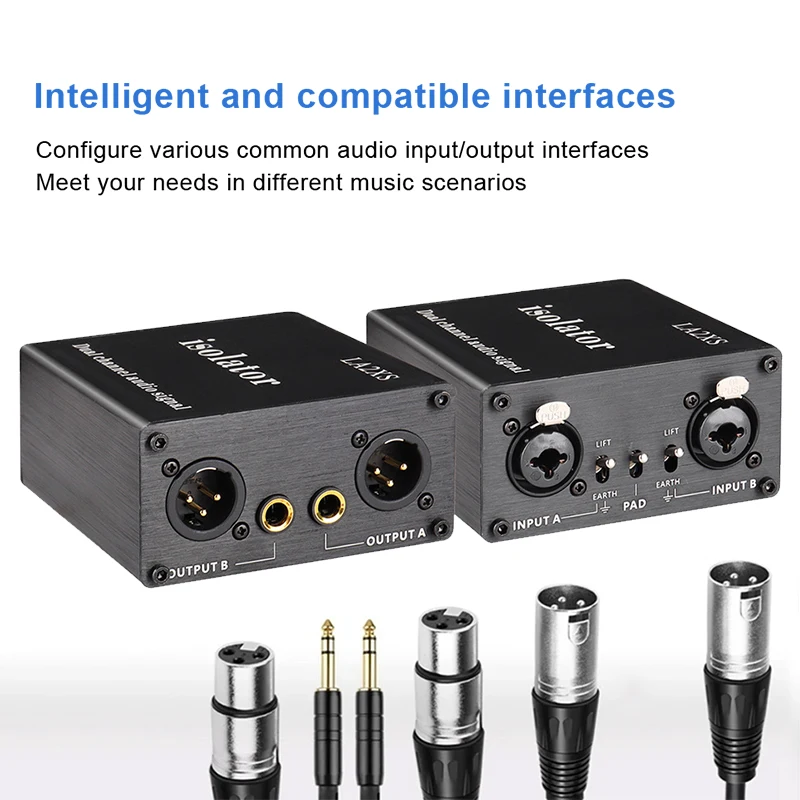 2-Channel XLR Audio Isolator Noise Reduction Filter Eliminates Current Noise 6.5 XLR Mixer Audio Isolators Dual-Channel 6.5 XLR