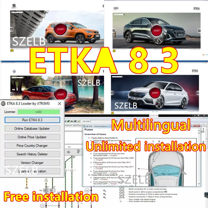 ETKA 8.3 set of vehicle electronic parts catalog, suitable for v/w au/di se/atsko/da ETKA multilingual free installation 