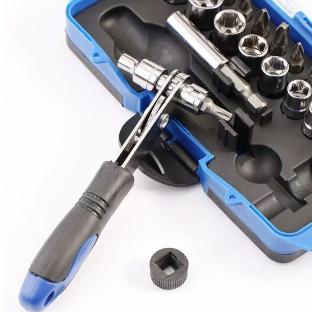 23Pcs Ratchet Socket Wrench Set With 1/4 Inch Extension Bar And Screwdriver Bits For Electric Device Repair Maintenance Hand Too
