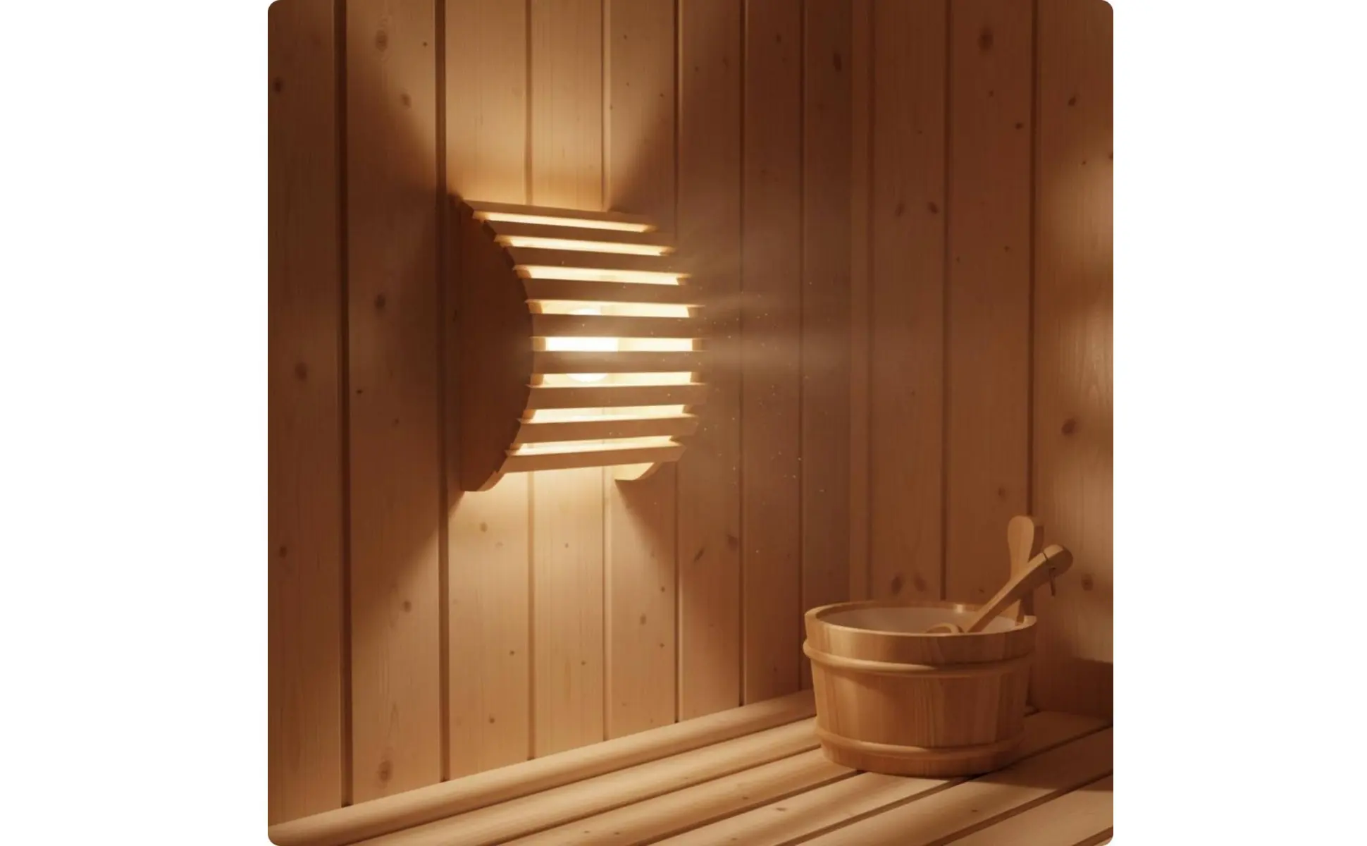 Wooden Sauna Lamp Shade Glare-Reducing Wooden Sauna Lampshade Curved Wood Lamp Guard Prevents Overheating