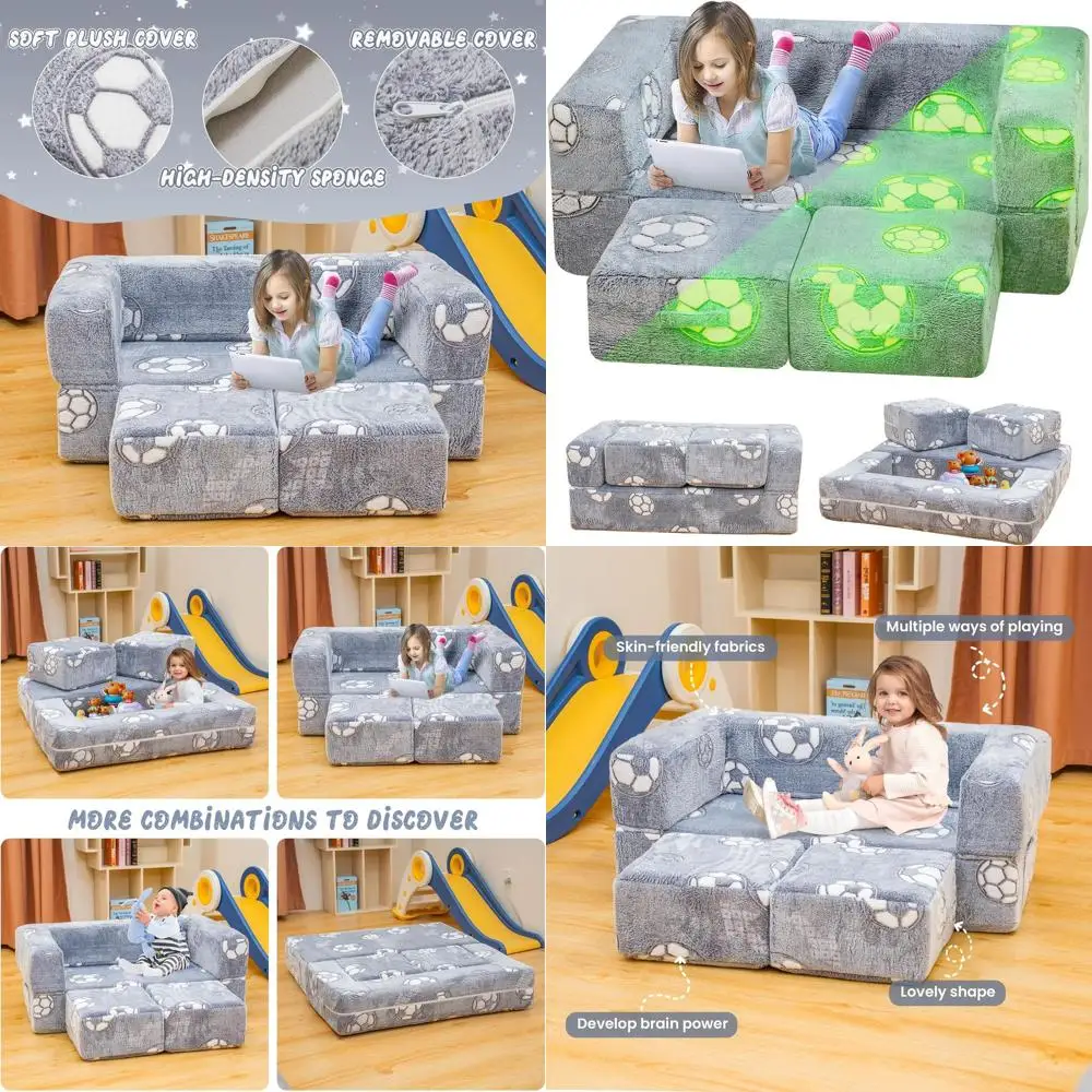 

Складной детский диван со светящимся в темноте футбольным дизайном для игровых комнат и спален