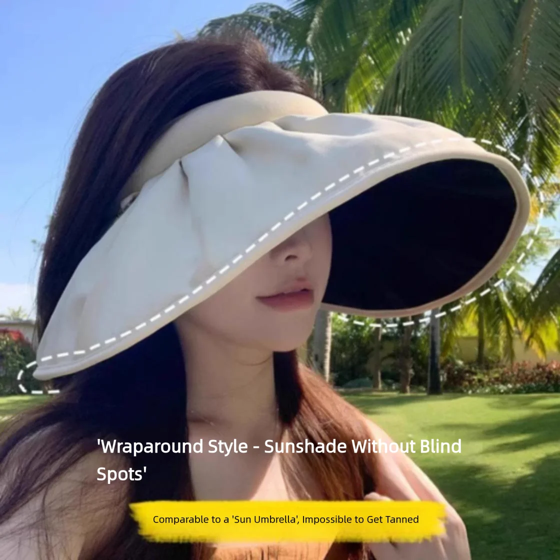 Summer  sunscreen hat women's visor hat UV protection casual big brim headband shell  top sun hat foldable adjustable breathable