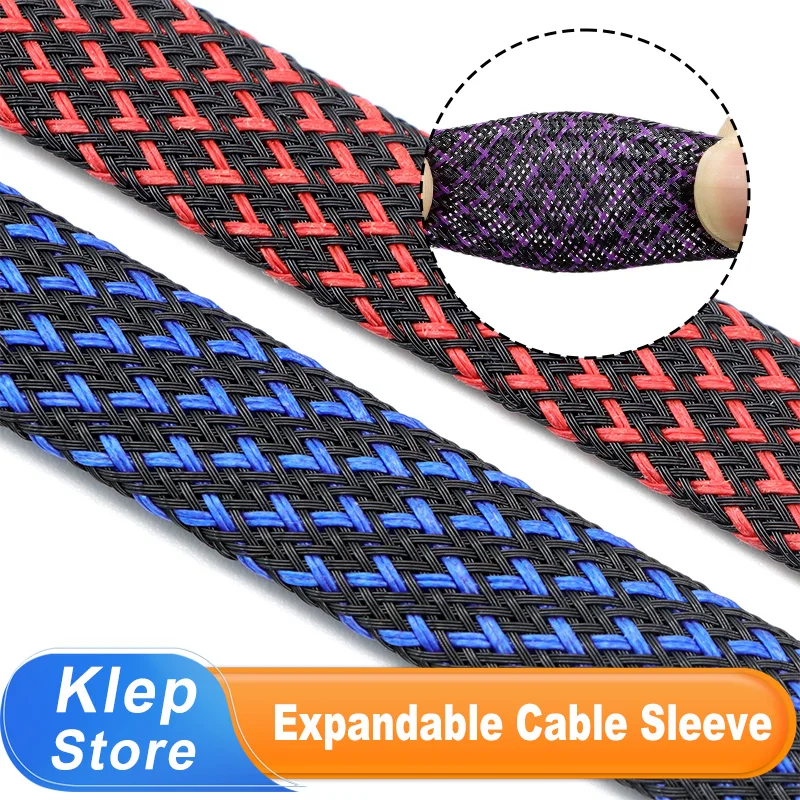 1-50m Cable Sleeve PET Braided2 4 6 8 10 12 14 16 20 25 30 40 50mm Expandable High Density Insulated Wire Protective Wrap Sheath