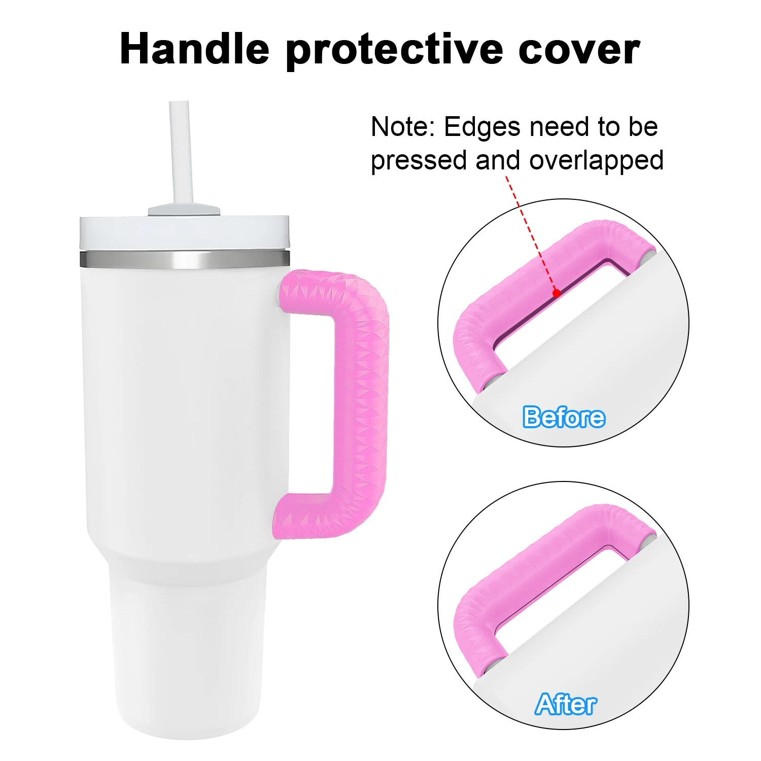 Handle Protector Cover for Stanley Cup 40oz Accessory Anti-Skidding Water Bottle Handle Silicone Sleeve for Stanley H2.0 Tumbler
