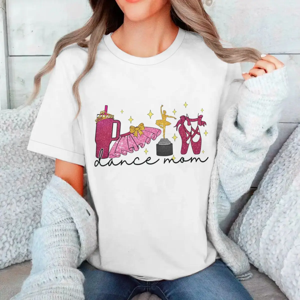 Dance Mom Life Graphic Tee Vintage Dance Lover Tops & Tees Dance Mom Design Short-sleeve Crewneck T-shirt Women's Clothing