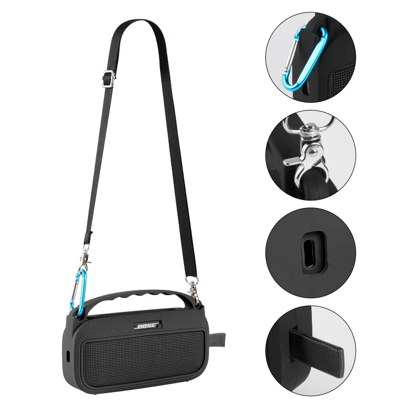 حافظة غطاء سيليكون ZOPRORE لمكبر الصوت Bose SoundLink Flex (الجيل الثاني)، غطاء حماية للسفر مع حزام كتف وحلقة تسلق