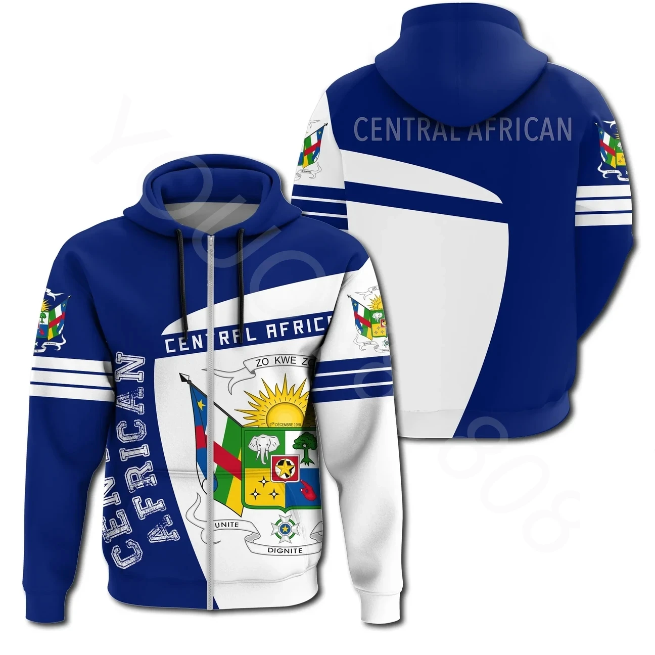 Herbst und winter Afrika Zentral Afrikanische Republik zipper hoodie Weihnachts drucken männer pullover drucken straße print top