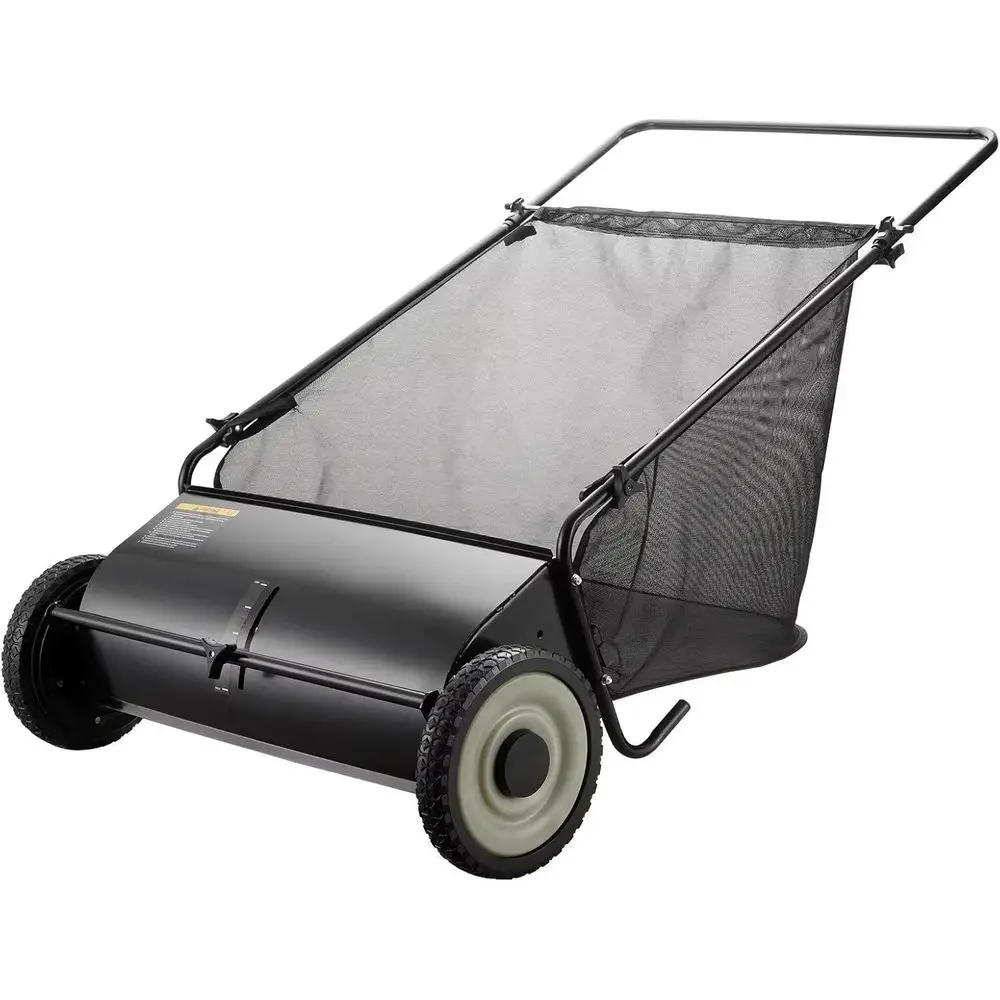 

Садовая щетка-снегоуборщик 26 дюймов с функцией сбора листьев и травы, прочная стальная рама, регулируемая высота наклона, прочные резиновые колеса