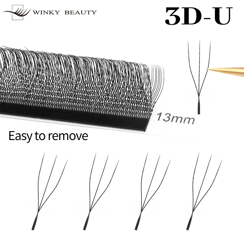 Winky Beauty Matte Black U Shape Natural Blooming Lashes Super Soft YY 3DW Individual Eyelash Salon Easily Grafting 4DW 5DW