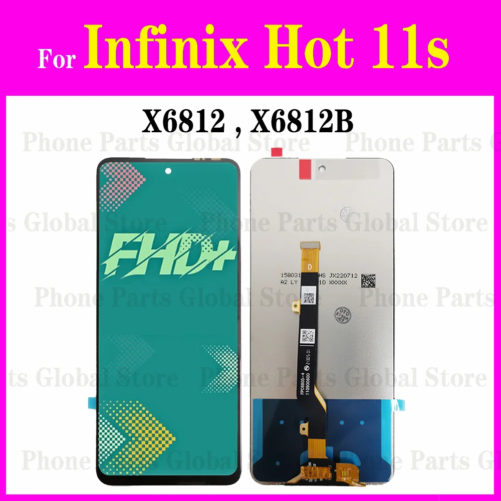 

ЖК-дисплей 6,78 дюйма для Infinix Hot 11s, ЖК-дисплей X6812 X6812B, сенсорный дигитайзер, сенсор в сборе, замена дисплея Hot11s