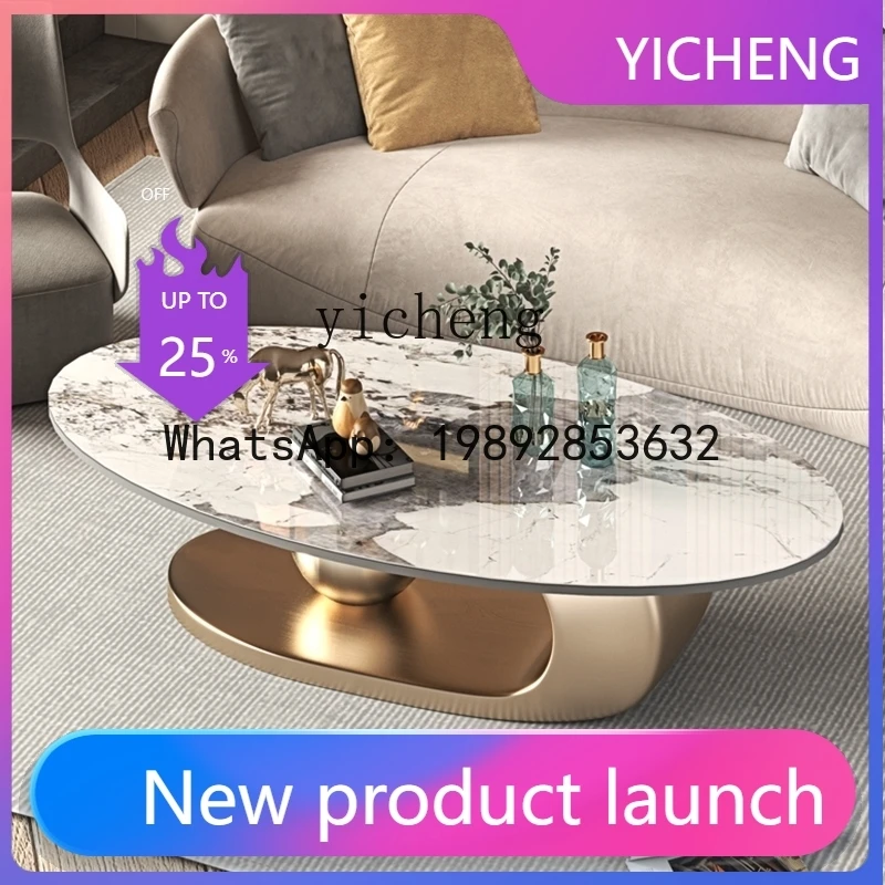 

rock slab light luxury coffee table modern simple household small apartment oval coffee table