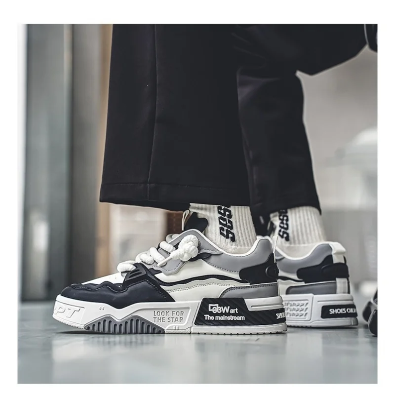 Новая мужская обувь на весну и лето, универсальные повседневные туфли на плоской подошве на толстой подошве, противоскользящая и модная спортивная обувь для подростков.