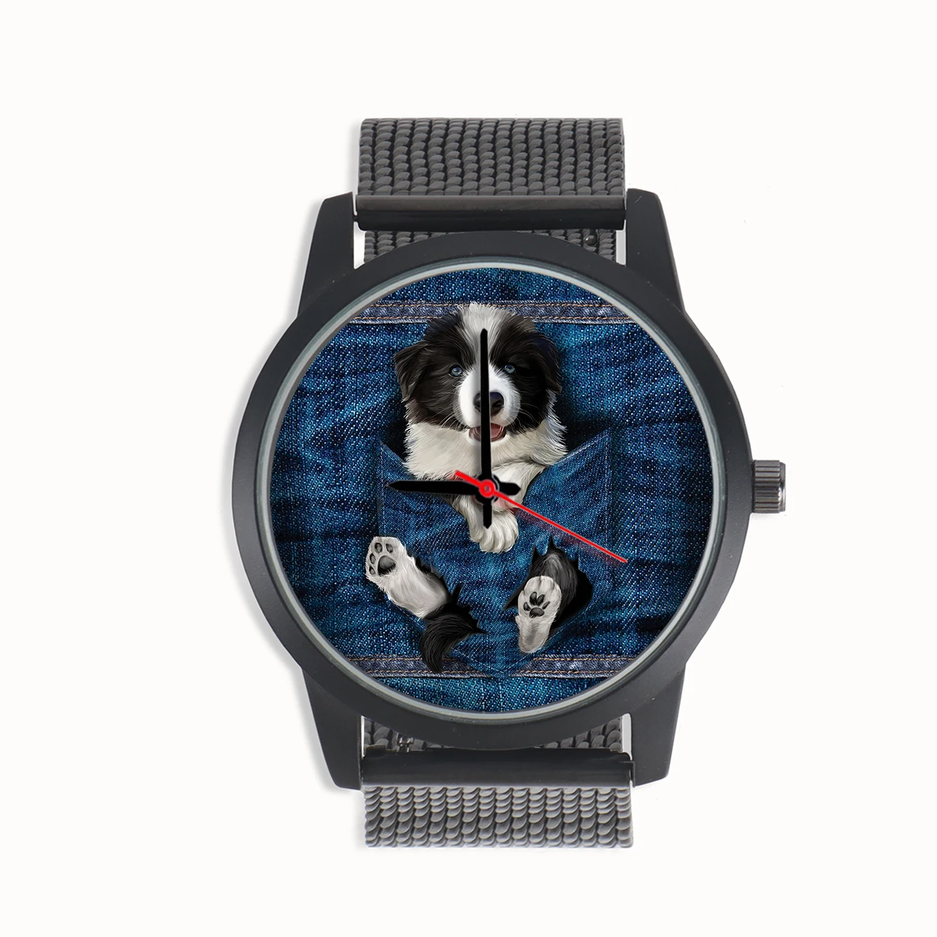 Factory Store Baby Dogs Design Border collie Pet Shop Souvenir Gifts for Mom Family Pet Plus Men's  Quartz Wrist Watch