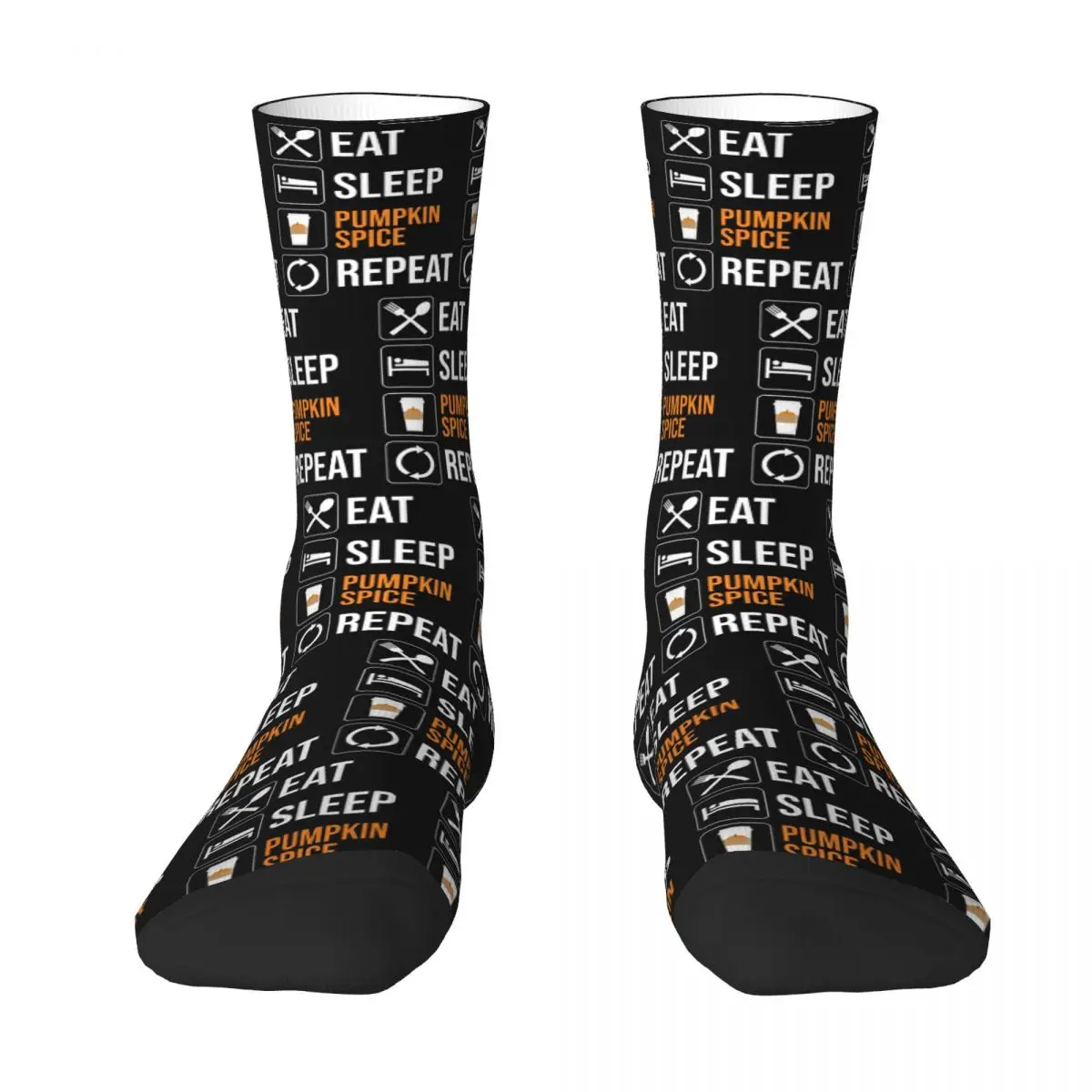 Eat. Sleep. Pumpkin Spice.Repeat Socks Harajuku Sweat Absorbing Stockings All Season Long Socks for Man Woman's Birthday Present