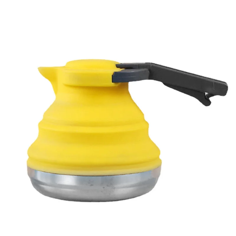 

1 PCS Collapsible Camping Kettle For Hiking, Travel & Outdoors 42 Ounce Capacity (Yellow)-B60B