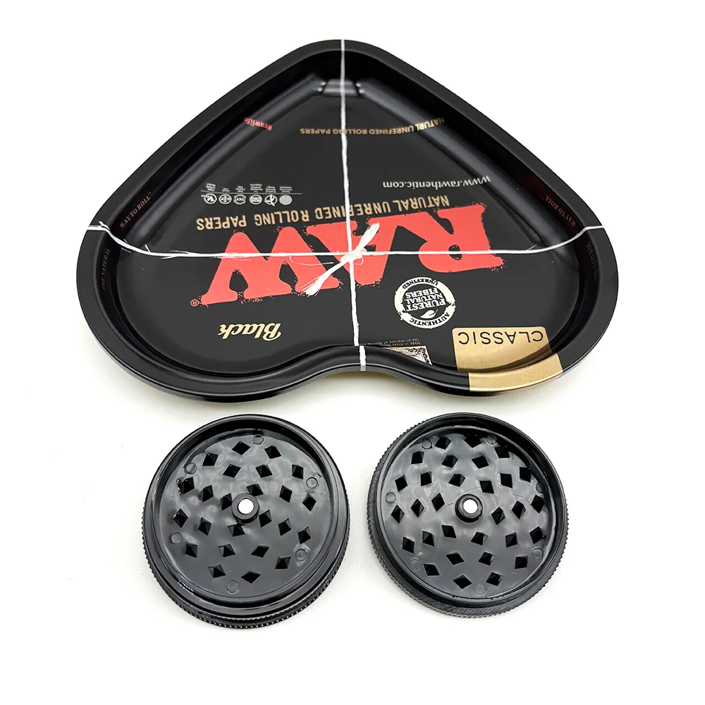 16.5x18CM Love-Shaped Cigarette Tray Tobacco Metal Rolling Tray Plate 60MM Plastics Herb Grinder 2 layer Cigarette Spice Crusher - view 5