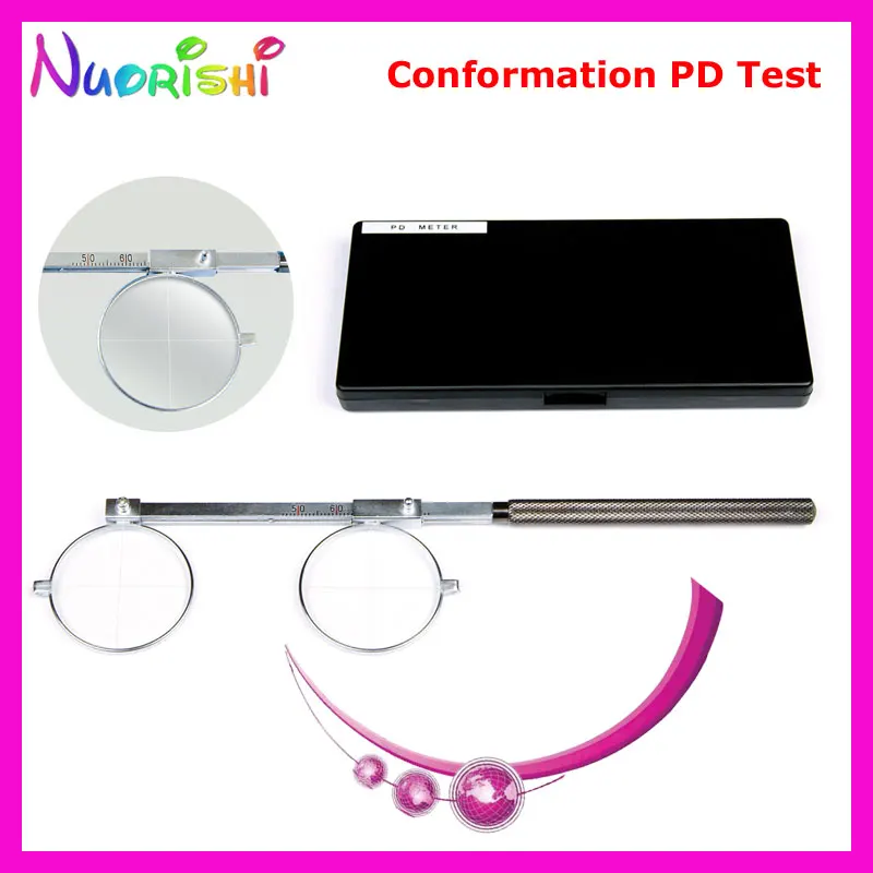 Ophthalmic Metal Copper 2-lens Adjustable PD Scale Confirmation Test With Black Plastic Hard Case E04-3012