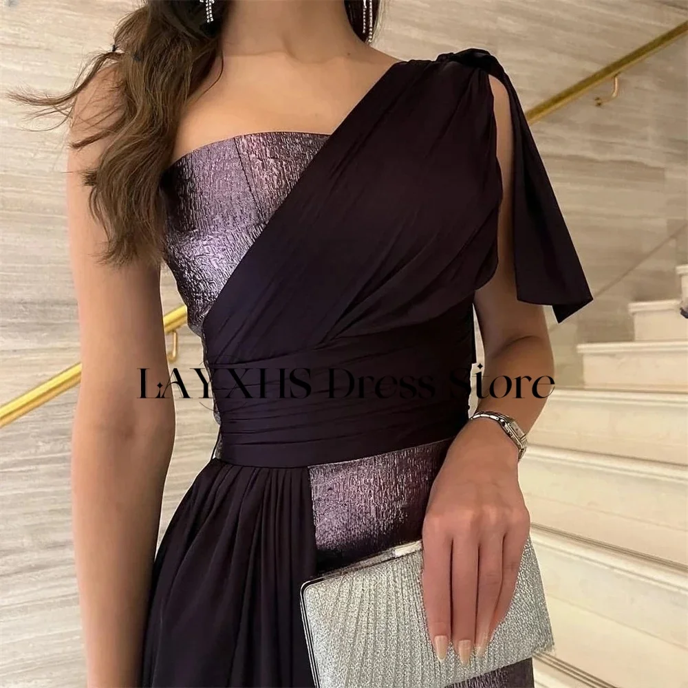 LAYXHS Elegante One-Shoulder-Abendkleider, glänzende Meerjungfrau-Falten-Abschlussballkleider für Damen, maßgeschneidert