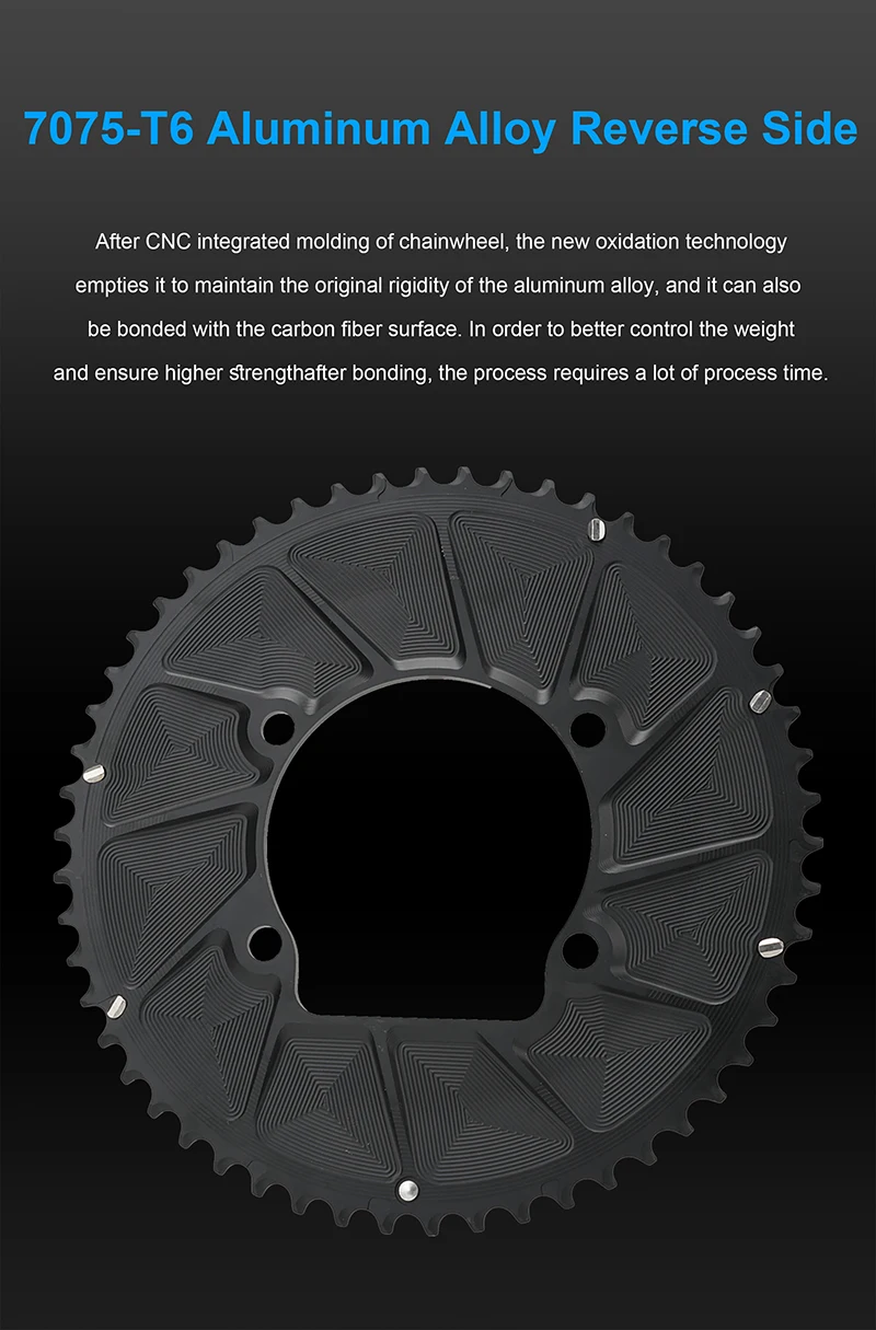 RIRO Rennrad-Kettenblatt für Shimano R7100 R8100 R9200 R7000 R8000 Leichtes Carbon-Faltrad-Kettenblatt 110Bcd Crown – Detail 2
