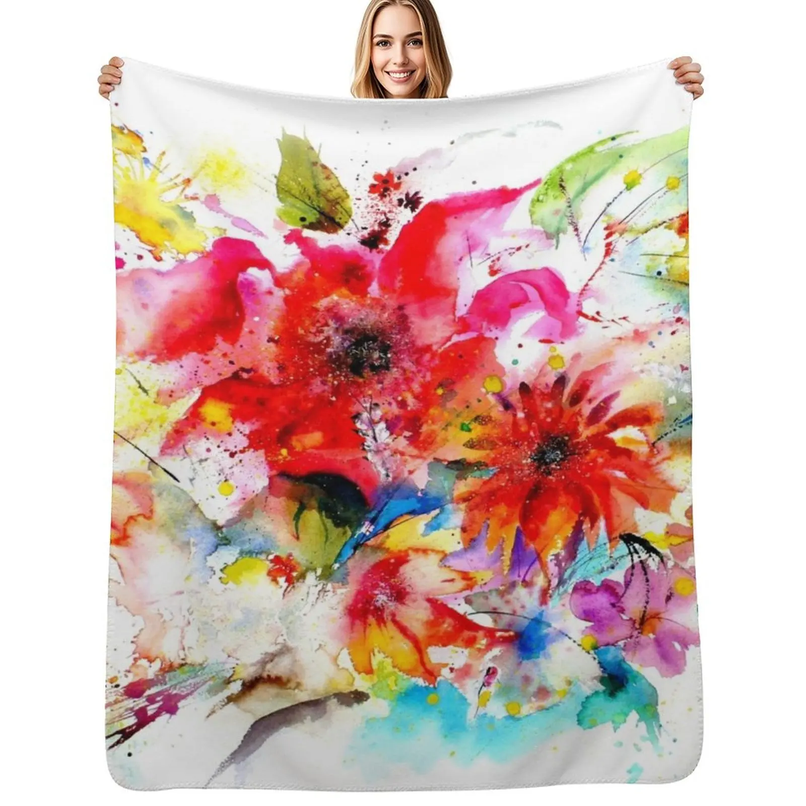 

Floral Throw Blanket Lightweight Warm Blanket for Travel Camping
