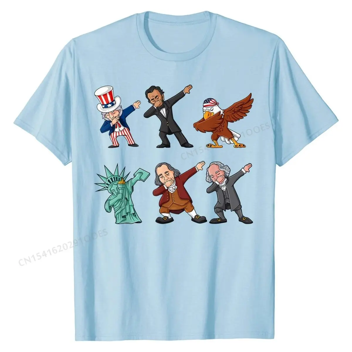 Dabbing Uncle Sam And Friends 4th Of July Dab T-Shirt Tshirts Printed Graphic Men's Tops Tees Printed Cotton