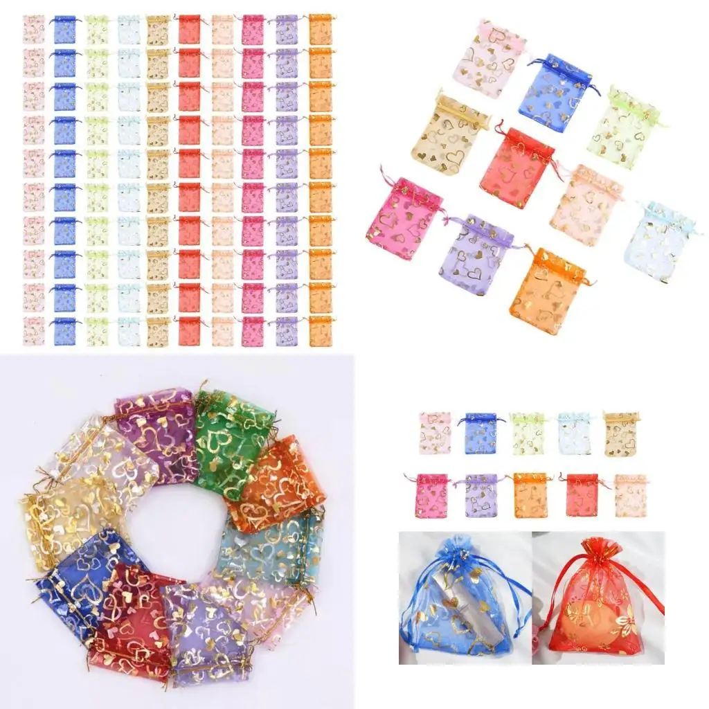 

P9FE Bulk Pack из 100 сумки Organza Деликатный упаковочный мешок для ювелирных изделий маленький подарочный пакет