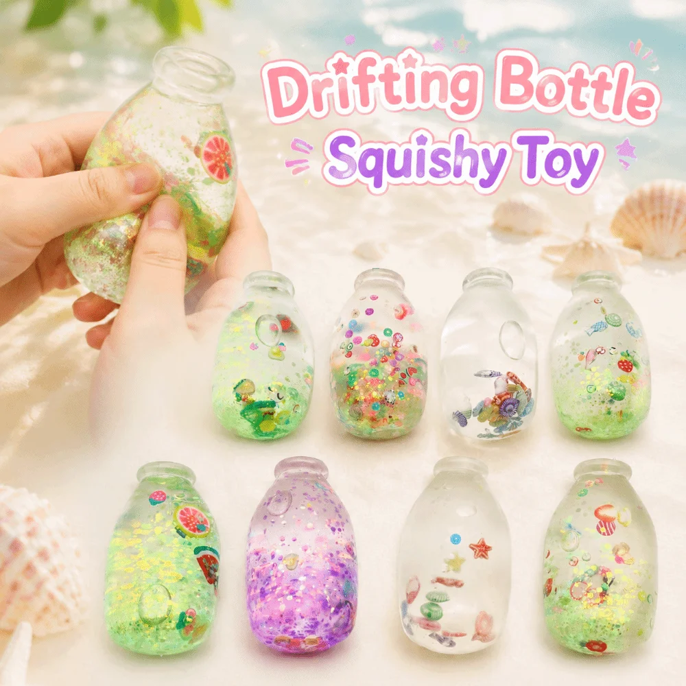 Creative Drifting Bottle Squishy Super Soft Anxiety Relief Water Bottle Squeeze Kneading Handmade Realistic Bottle Pinch