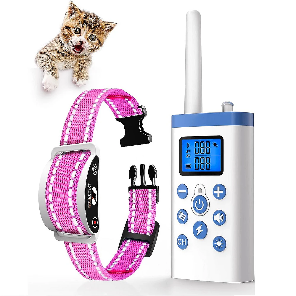 PaiPaitek Cat Training Collar with Remote ,Cat Shock Collar,Cat Stop Meowing Collar,Remote Training/Automatic Anti-Meow for Cats