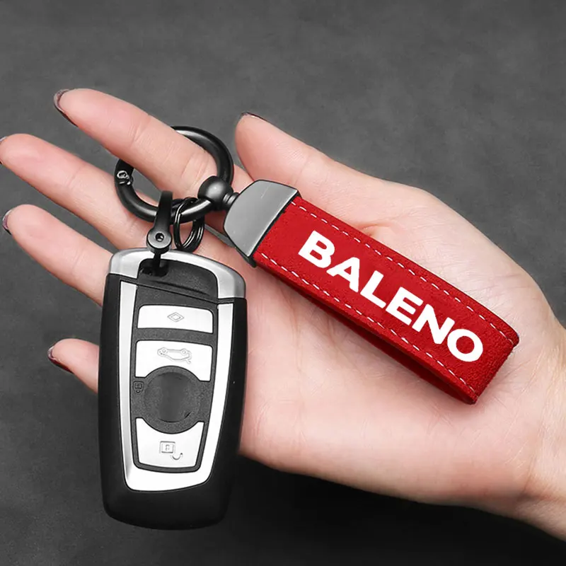 Auto Sleutelhanger Echt Lederen Sleutelhanger Pure Kleur Gesp Luxe Sleutelhanger Cadeau Auto Sleutelhanger Voor Suzuki Baleno Auto Accessorie