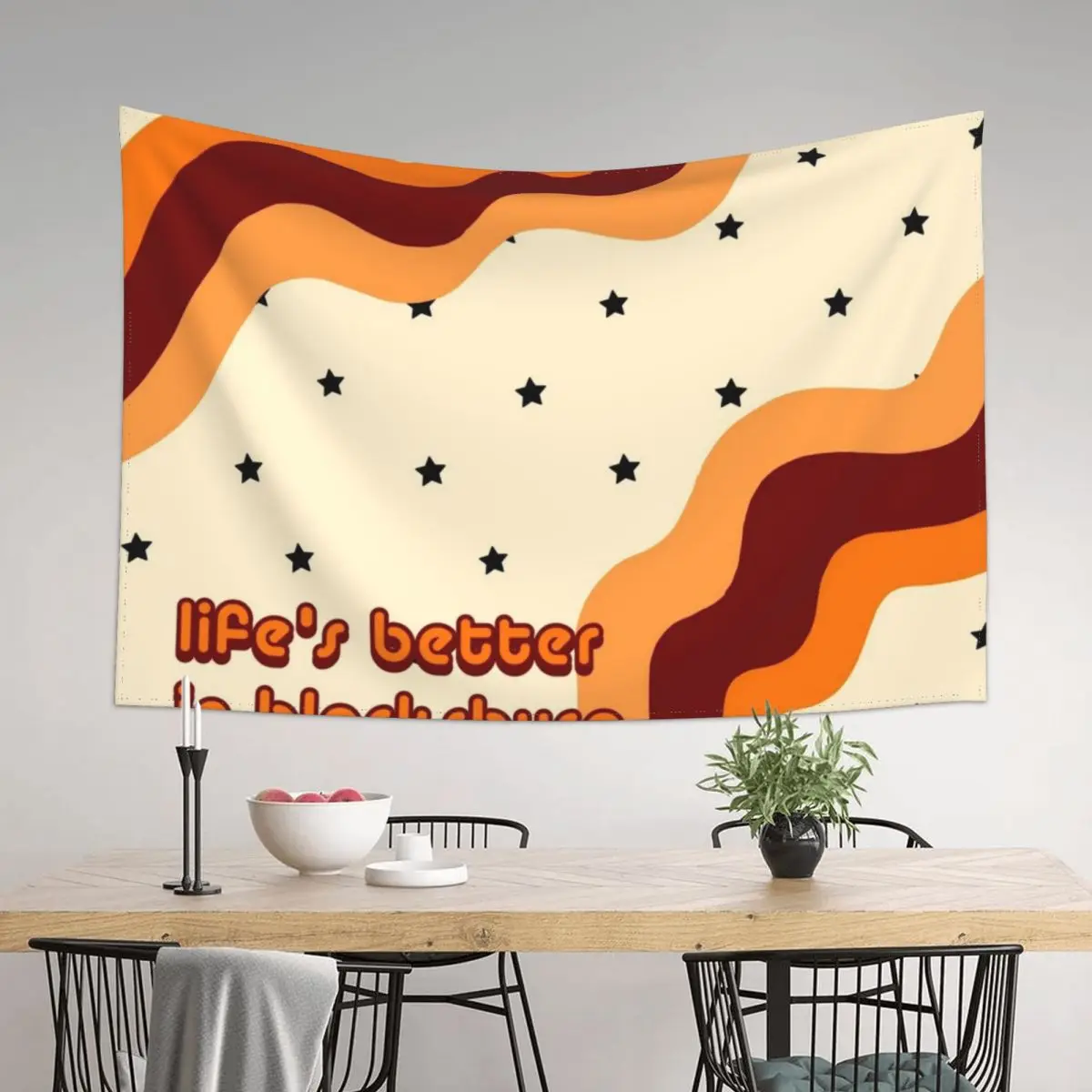 

life’s better in Blacksburg groovy stars Tapestry Aesthetic Room Decor Korean Room Aesthetic Tapestry