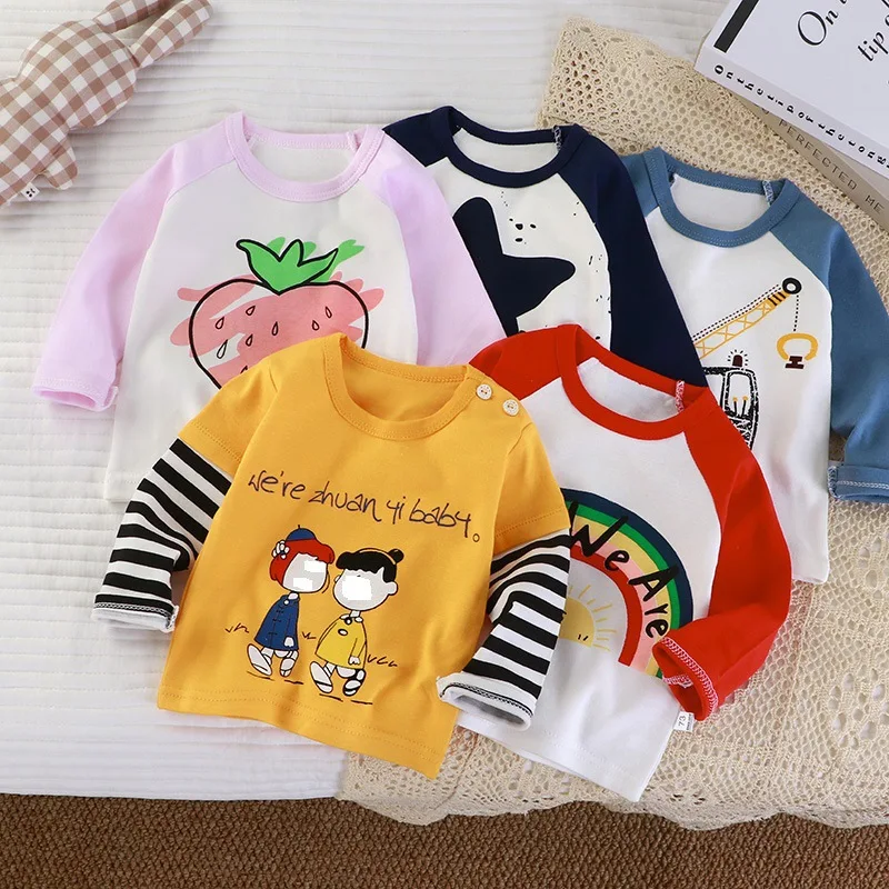 Children's Underwear Top Pure Cotton Bottoming Shirt Boys and Girls Long-sleeved Children's Clothing Single Piece T-shirt
