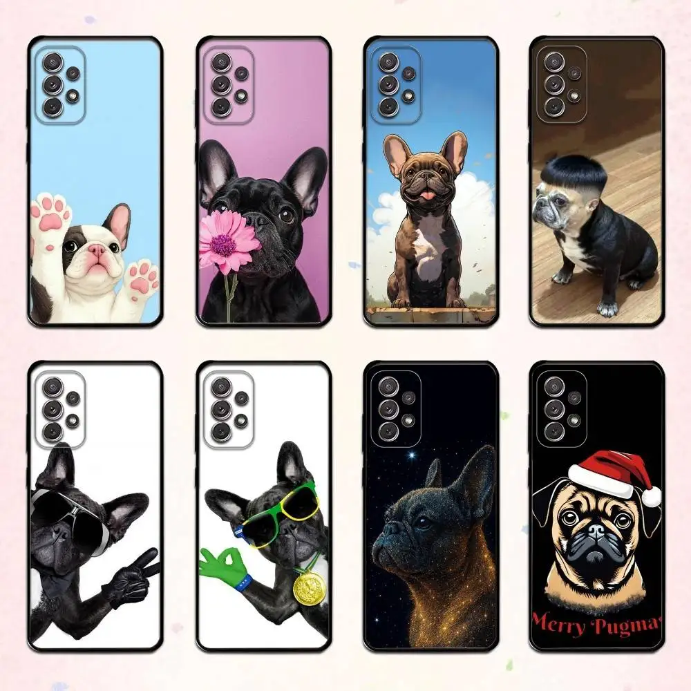 

F-Frenchies F-French Bulldog Dog Phone Case For Samsung S 25,24,23,22,30,21,10,9,Ultra,Plus,Lite,FE,4,5 G Soft Black Case