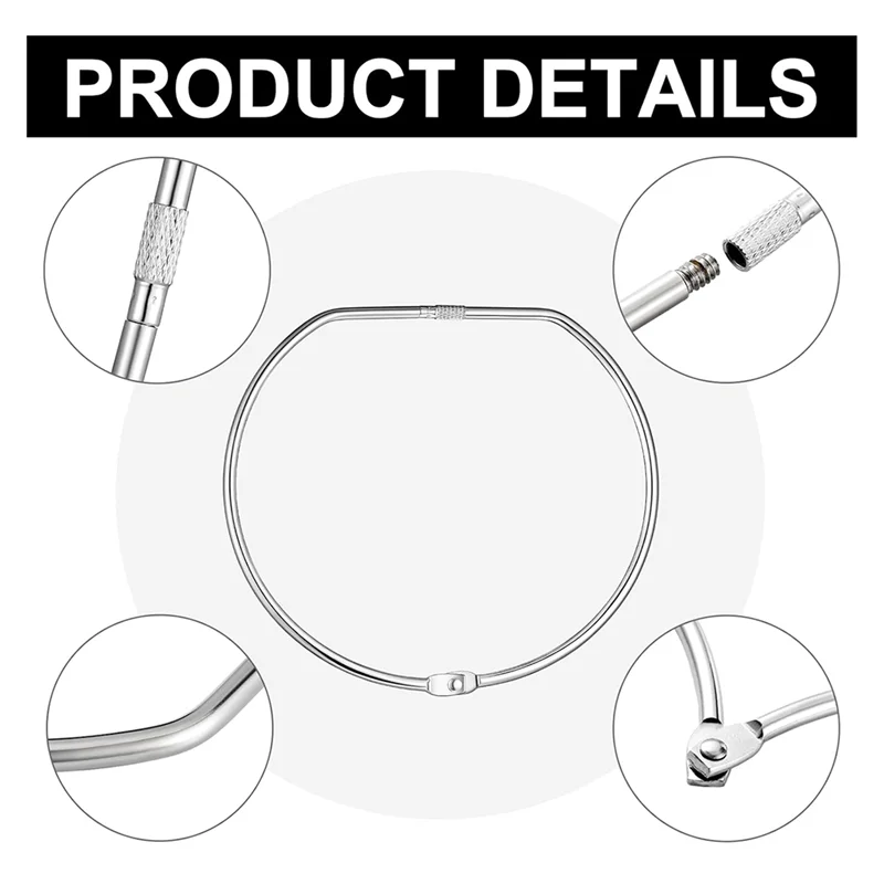 ABHB-8Pcs Nickel Plated Steel 6" D-Shaped Loose Leaf Binder Rings Book Keychain Key Washis Tape Rings