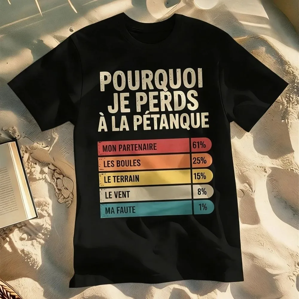 Summer Men's Fun French Bowling T-Shirt- Humorous Graphic Tee with Theme I Lost At A Bowling Game Casual Tee Men's T-shirts
