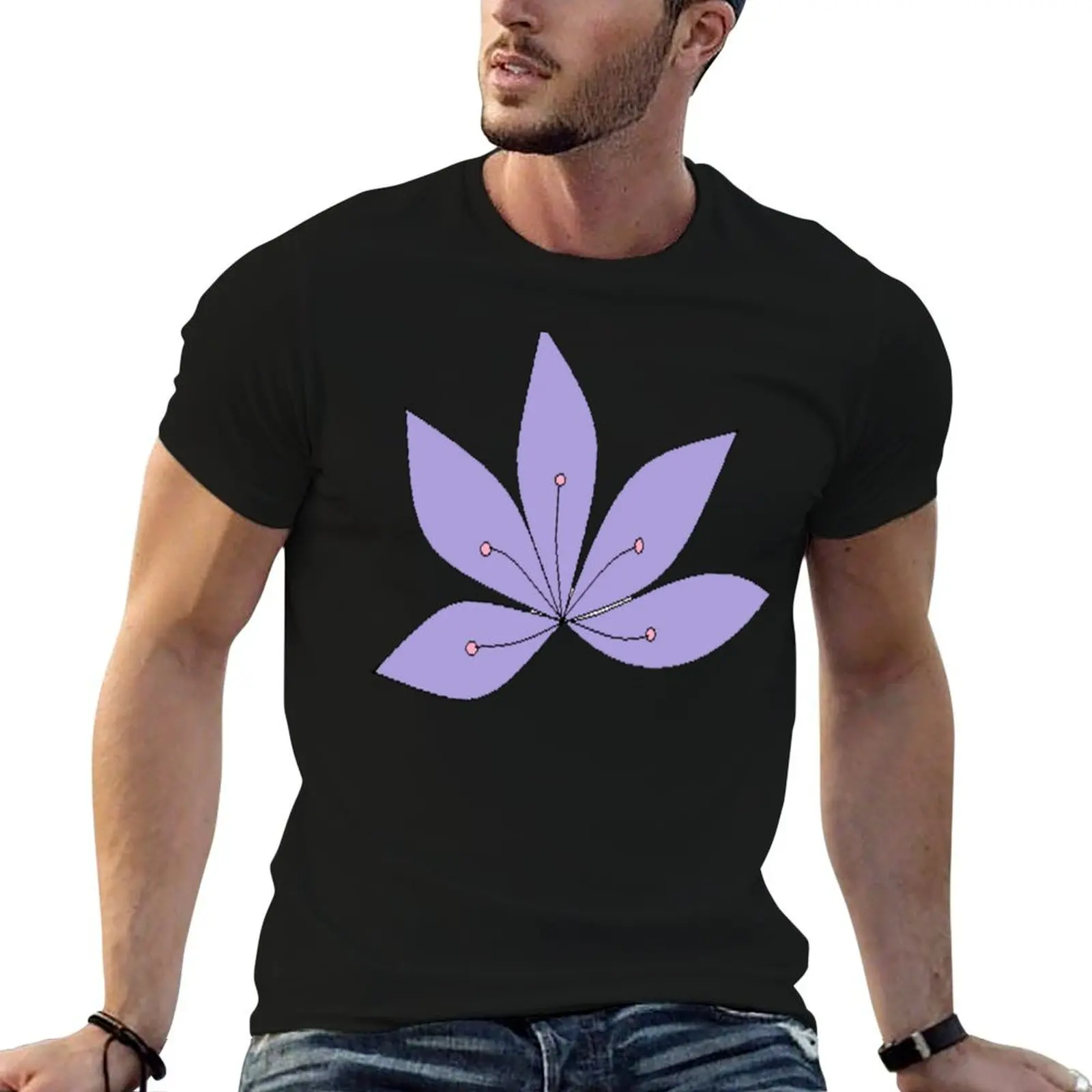 Beautiful purple flower pattern T-Shirt Utility Work Short Sleeve Top