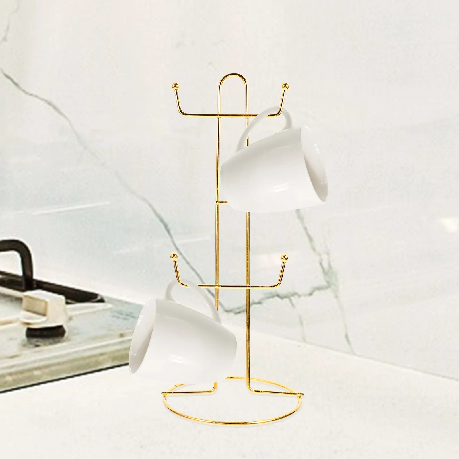 

Держатель для кружек на 6 крючков, сверхпрочный железный держатель для кофейных чашек, для организации кухонного шкафа и декора