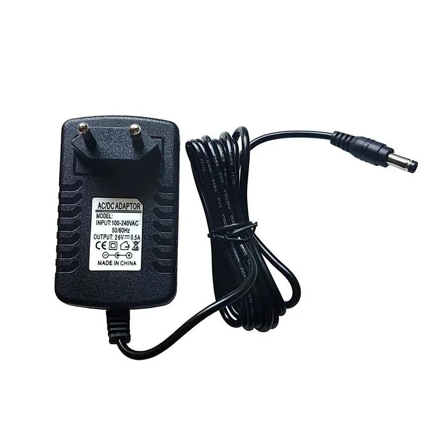 2m 26V 0.5A Replace 400mA Power Supply Adapter For iLife H50 Vacuum Cleaner Charger Cord