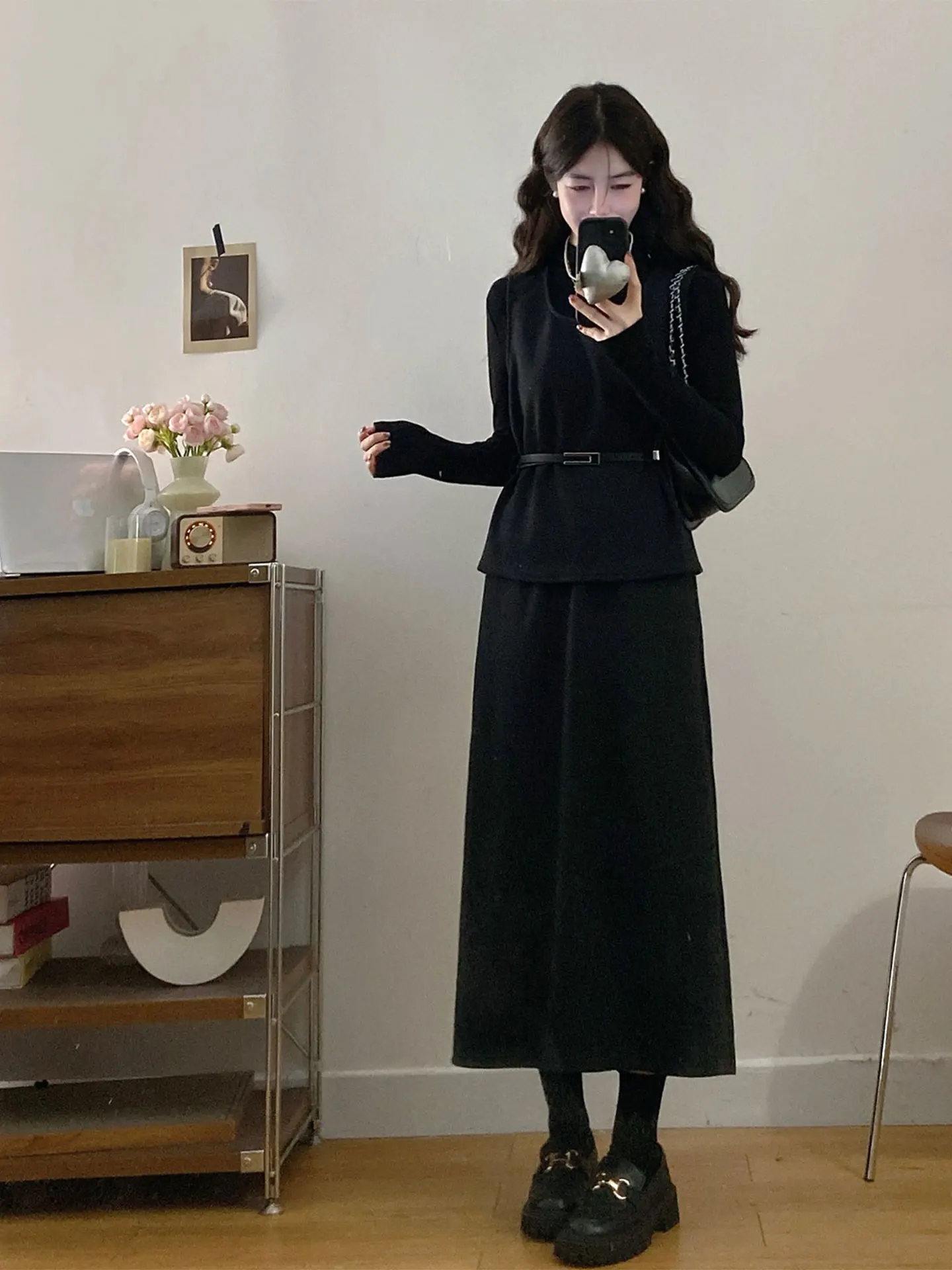 

Женский жилет больших размеров с застежкой талии, базовый комплект футболок, зимняя модная повседневная длинная юбка с высокой талией