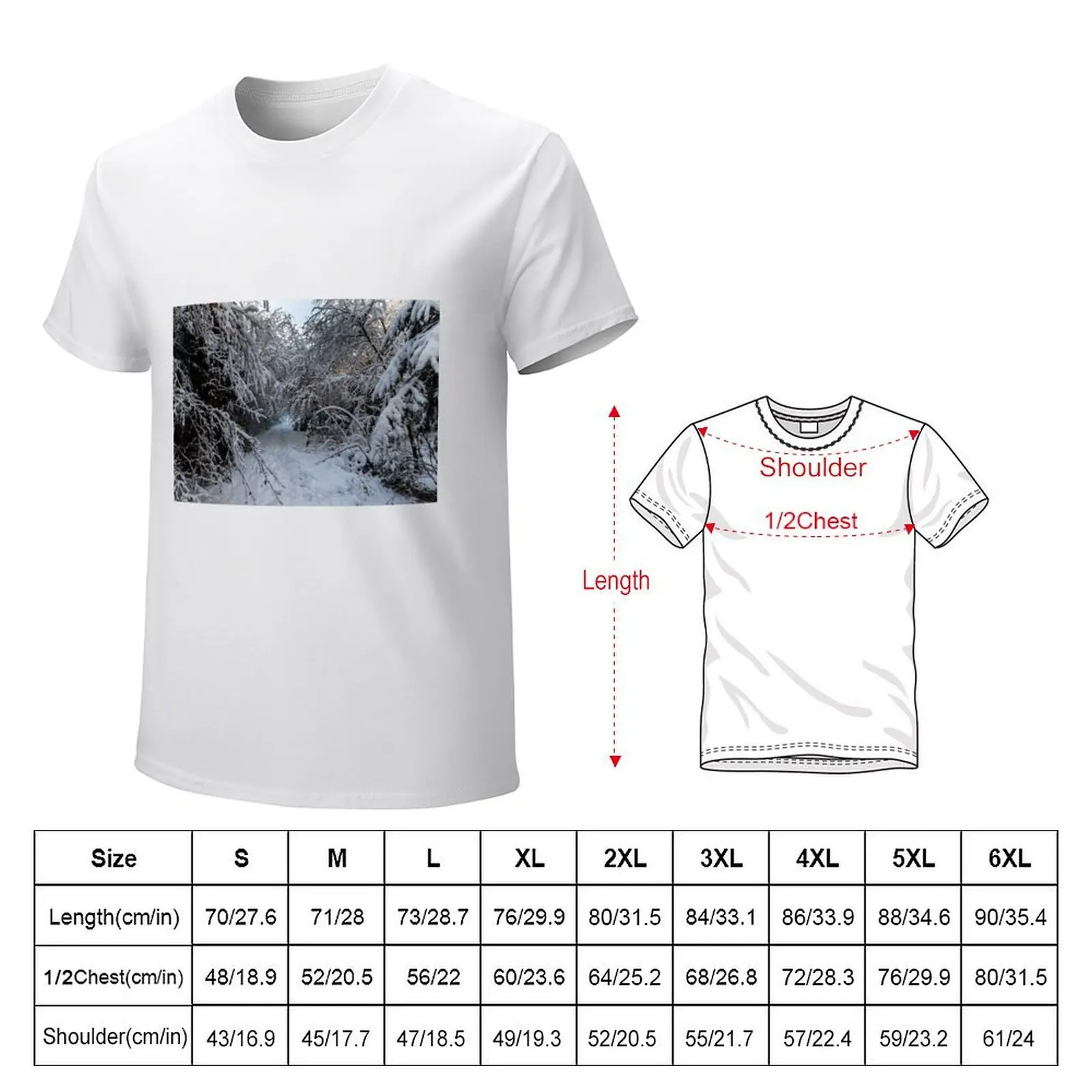 Snowy forest walk with hanging branches and twigs T-shirt new edition Blouse plus sizes graphics sweat shirts, men