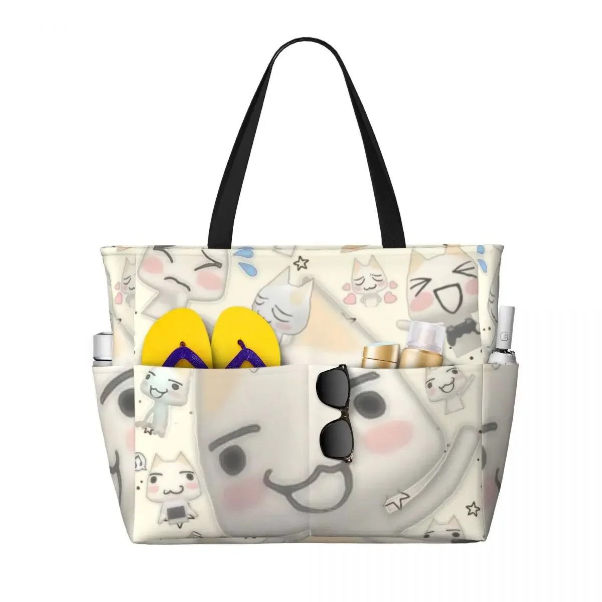 Cartoon Animation Toro Inoue Cat 7 Beach Tote Bag Sport Gym Yoga Duffle Large Tote Bag Women Travel Bag Fitness bag