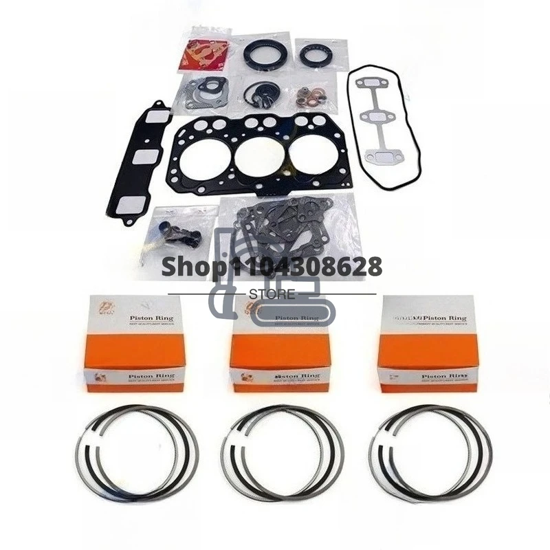 For 3TNE74 Full Gasket Kit + Piston Ring 74*1.5HK+1.5+3 Engine Repair Parts Overhaul Rebuild Kit