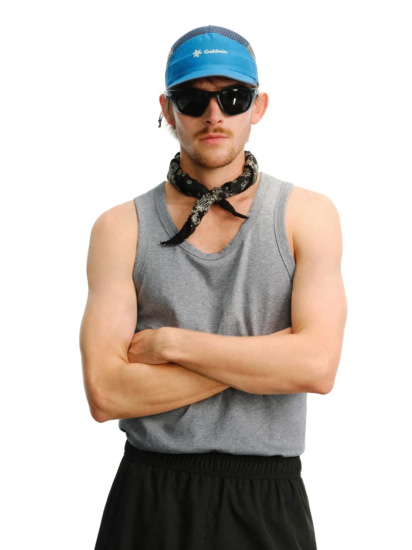 714street Summer Men's Slim Fit Sport Vest 280g Elastic Skin-friendly Base Layer Fitness Shirt Casual Shoulder Pad Design