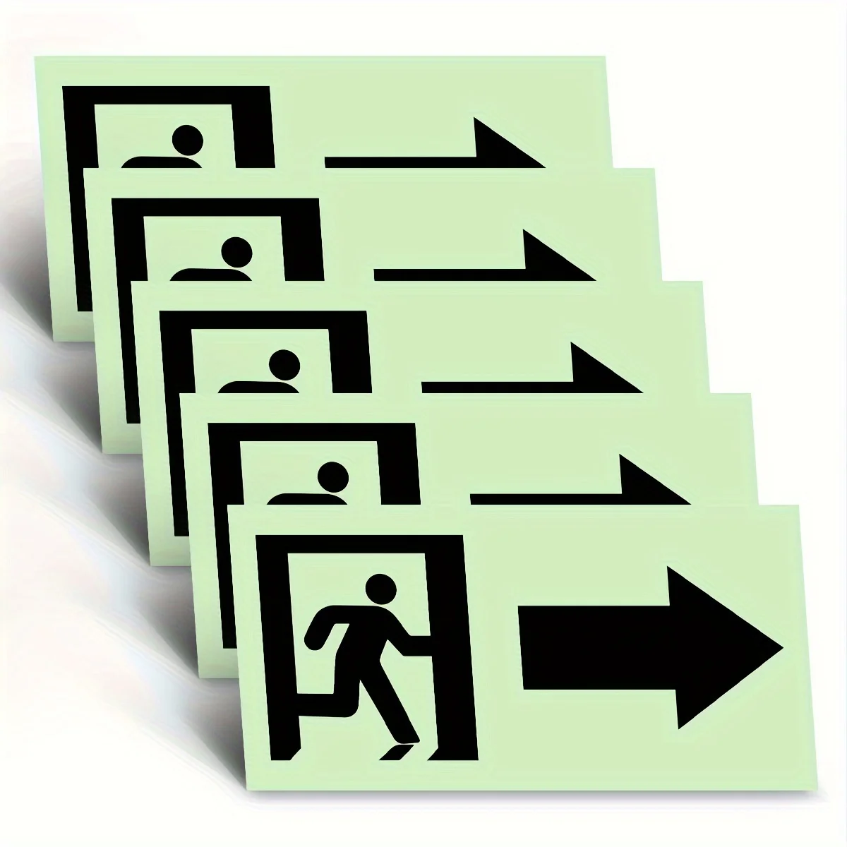 5 right exit signs, luminous fluorescent escape safety signs for emergency evacuation - multifunctional decorative indicator sui